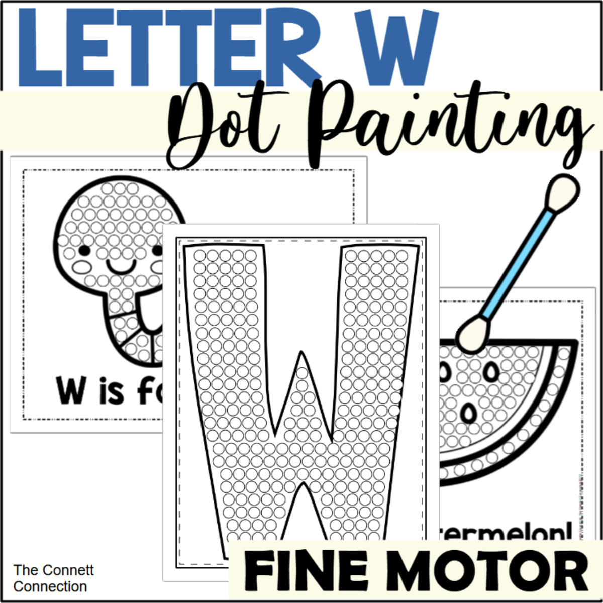 An educational teaching resource from The Connett Connection entitled Letter W Dot Painting downloadable at Teach Simple.