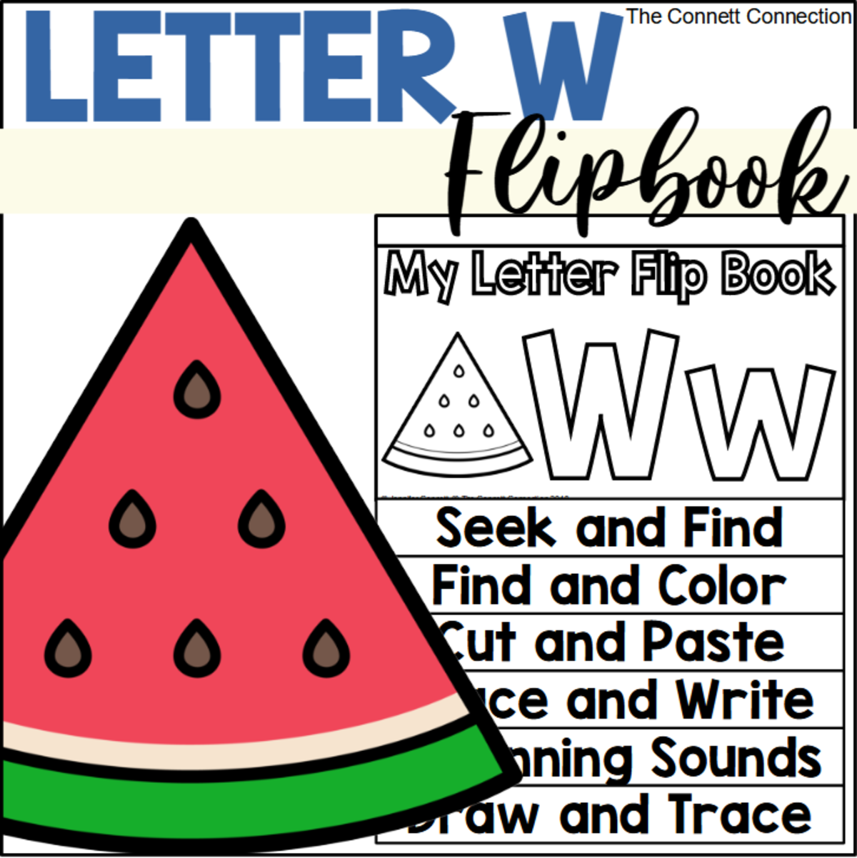 An educational teaching resource from The Connett Connection entitled Letter W Flip Book downloadable at Teach Simple.