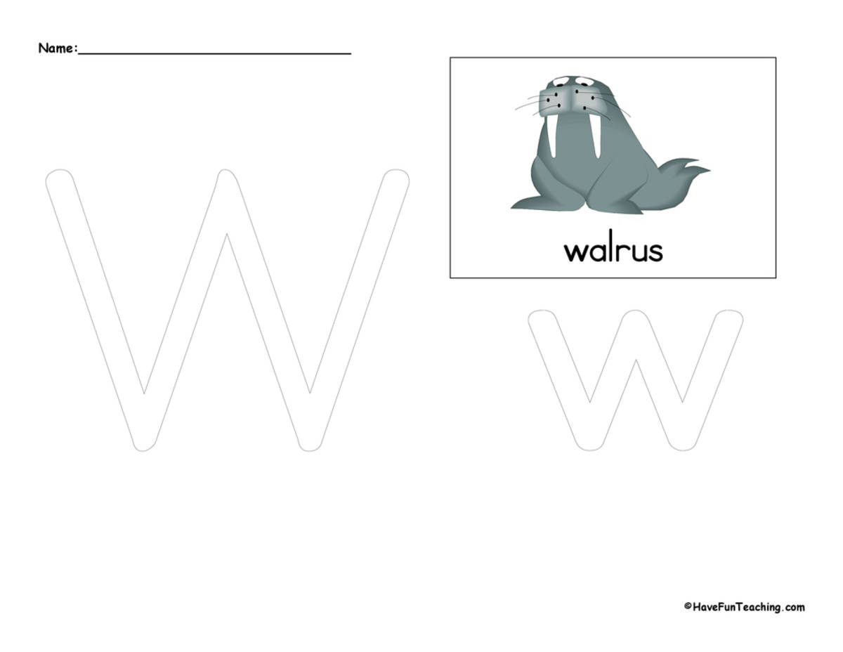An educational teaching resource from Have Fun Teaching entitled Letter W Tracing Worksheet downloadable at Teach Simple.