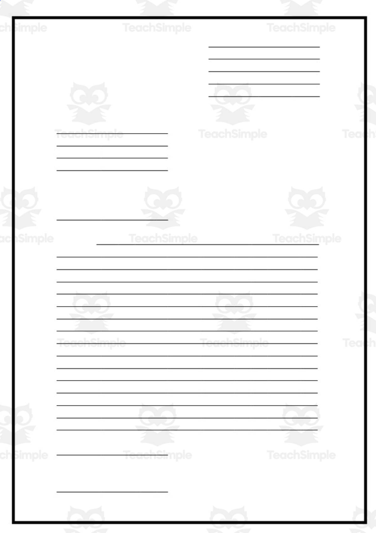 An educational teaching resource from Elementary Resources 4 U entitled Letter Writing Template Set downloadable at Teach Simple.