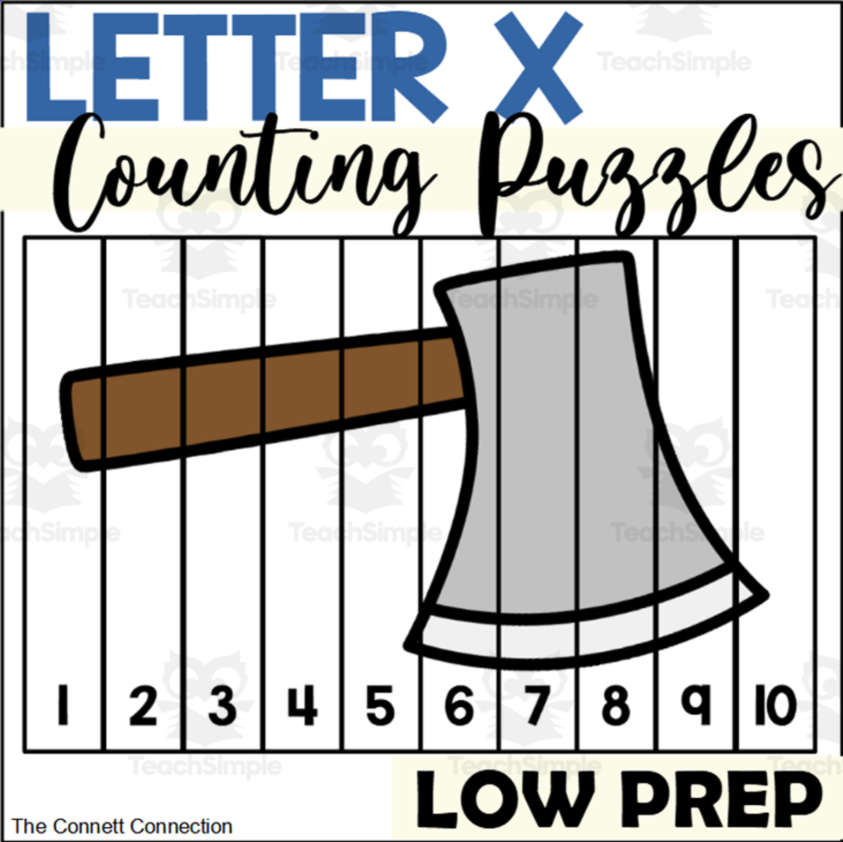 An educational teaching resource from The Connett Connection entitled Letter X Counting to 10 Puzzles downloadable at Teach Simple.