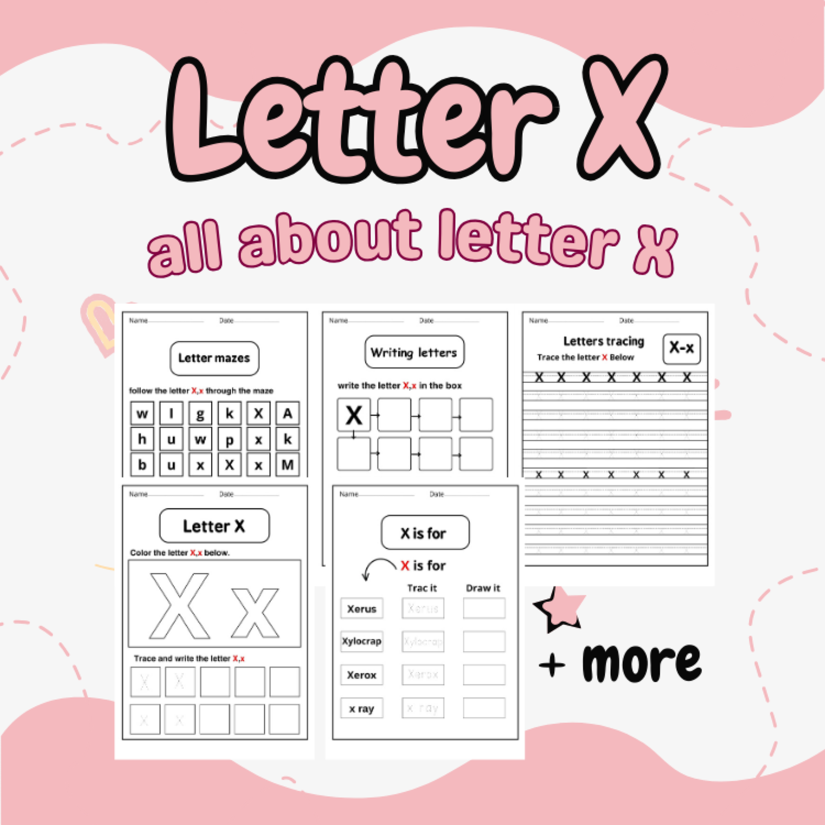 An educational teaching resource from successful teachers resource entitled letter xletter x worksheets for preschool - tracing letter x printable downloadable at Teach Simple.