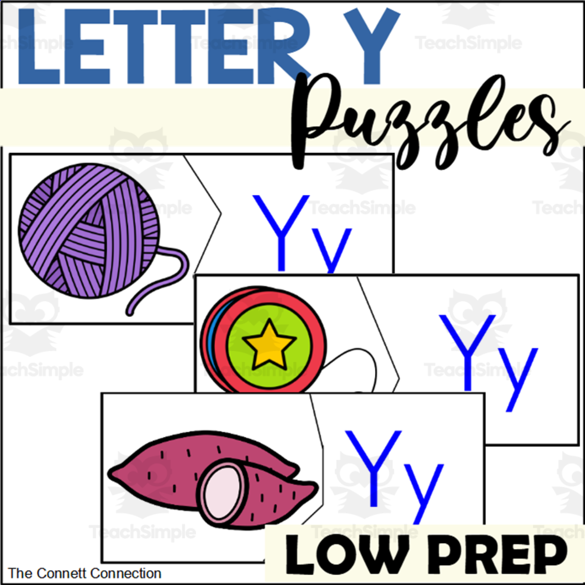 An educational teaching resource from The Connett Connection entitled Letter Y Beginning Sounds Puzzles downloadable at Teach Simple.