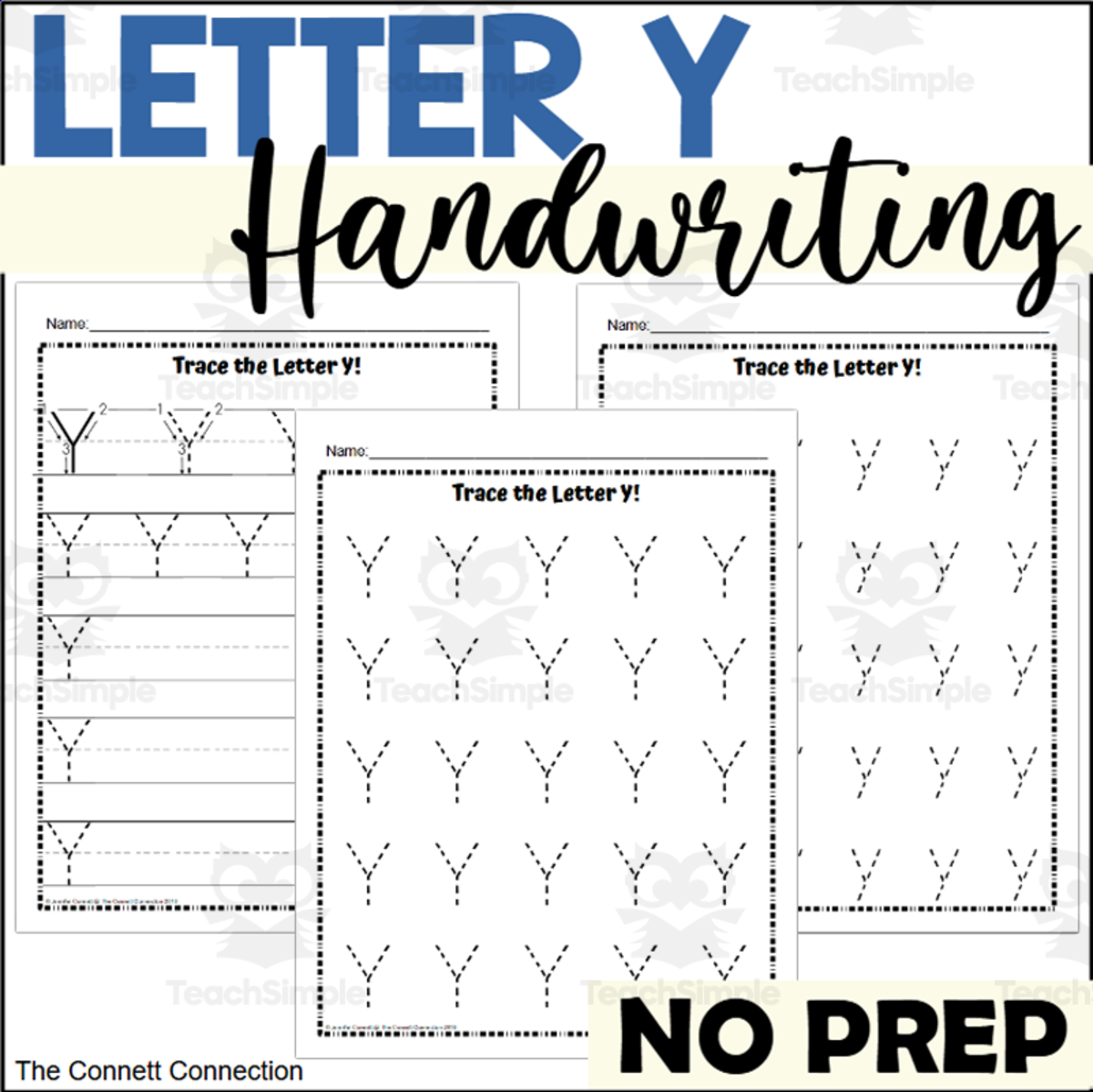 An educational teaching resource from The Connett Connection entitled Letter Y Handwriting Worksheets downloadable at Teach Simple.