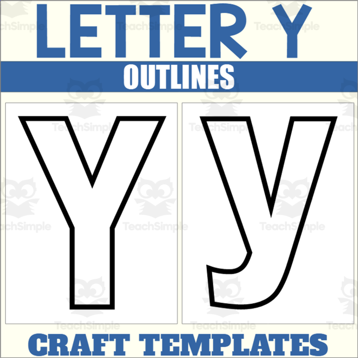 An educational teaching resource from The Connett Connection entitled Letter Y Outlines for Alphabet Outlines downloadable at Teach Simple.