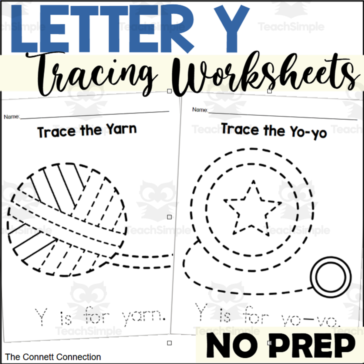 An educational teaching resource from The Connett Connection entitled Letter Y Tracing Worksheets downloadable at Teach Simple.