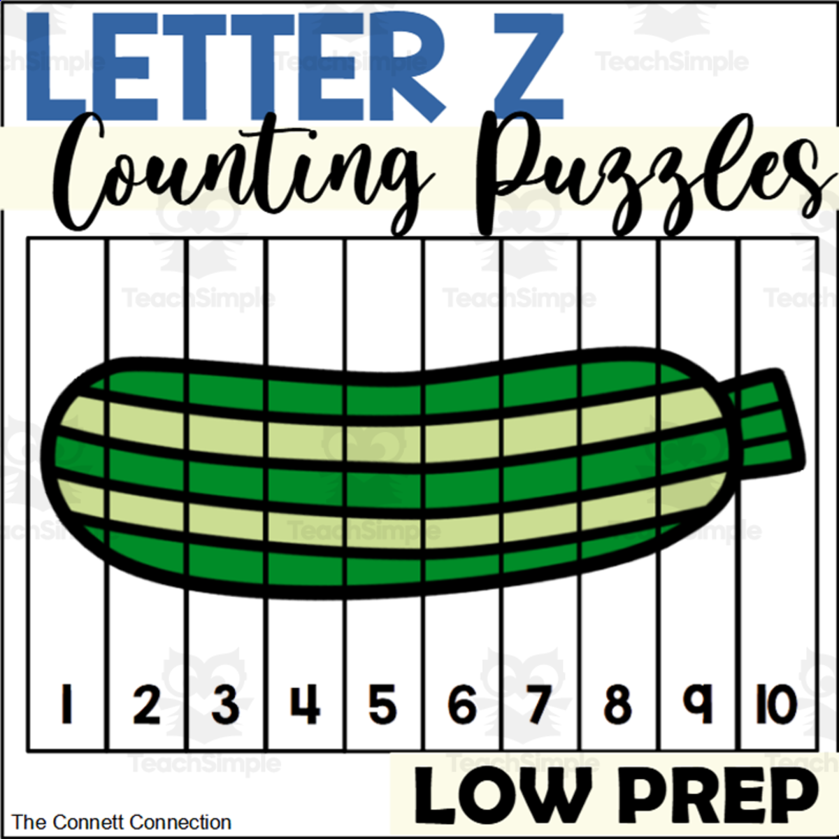 An educational teaching resource from The Connett Connection entitled Letter Z Counting to 10 Puzzles downloadable at Teach Simple.