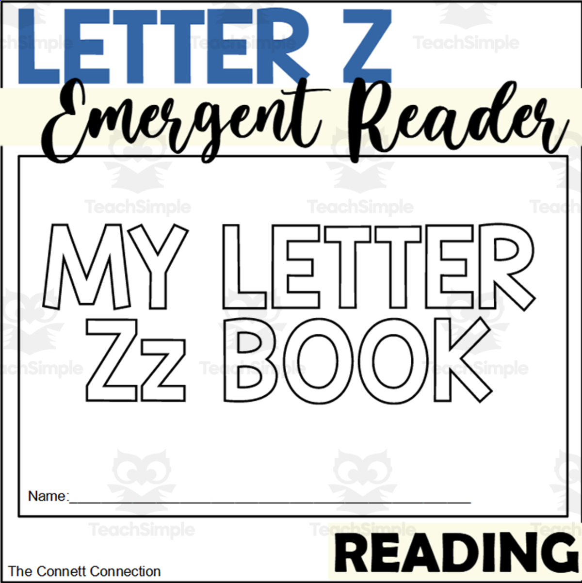 An educational teaching resource from The Connett Connection entitled Letter Z Emergent Reader downloadable at Teach Simple.