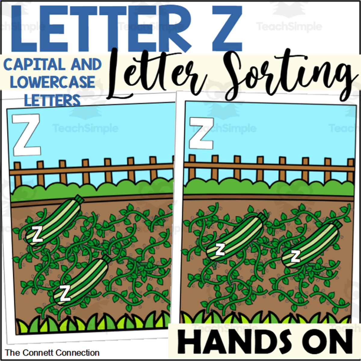 An educational teaching resource from The Connett Connection entitled Letter Z Letter Sorting downloadable at Teach Simple.