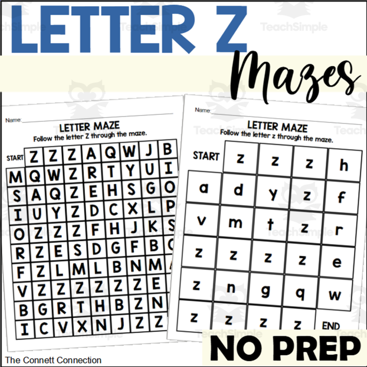An educational teaching resource from The Connett Connection entitled Letter Z Mazes downloadable at Teach Simple.