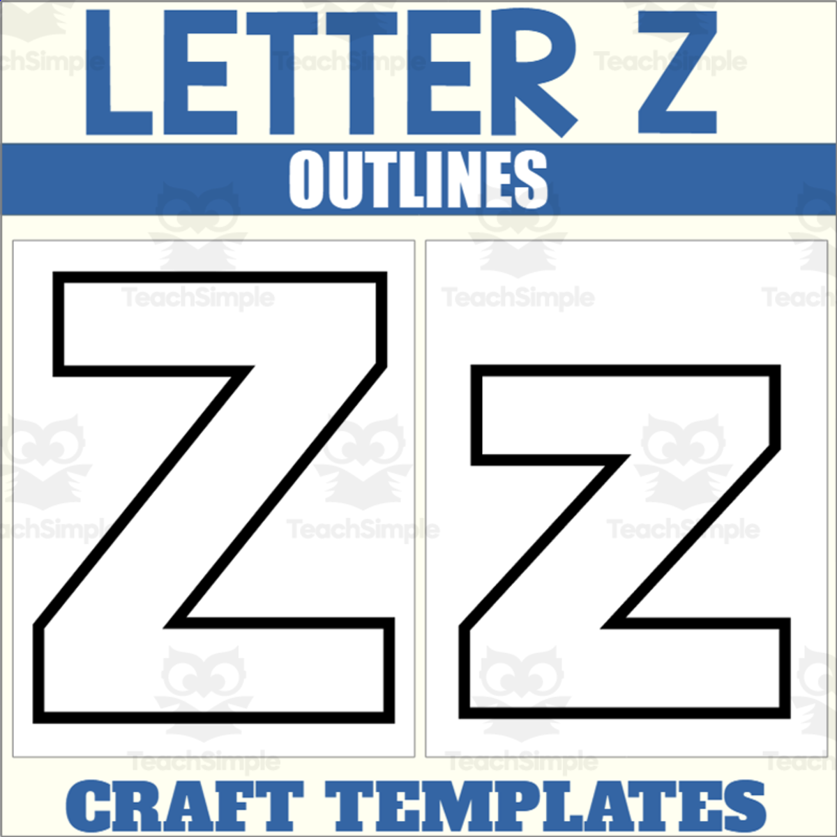 An educational teaching resource from The Connett Connection entitled Letter Z Outlines for Alphabet Crafts downloadable at Teach Simple.