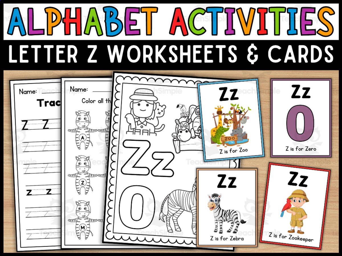 An educational teaching resource from Wonderland School entitled Letter Z Worksheets and Flashcards | Back To School Activity downloadable at Teach Simple.