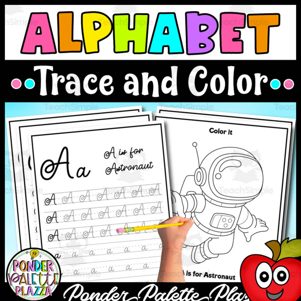An educational teaching resource from Ponder Palette Plazza entitled Letters Cursive Tracing - Trace and Color downloadable at Teach Simple.