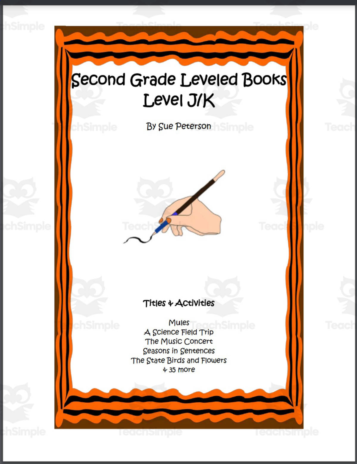 An educational teaching resource from Sue Peterson entitled Leveled Books: Second Grade Levels J-K downloadable at Teach Simple.