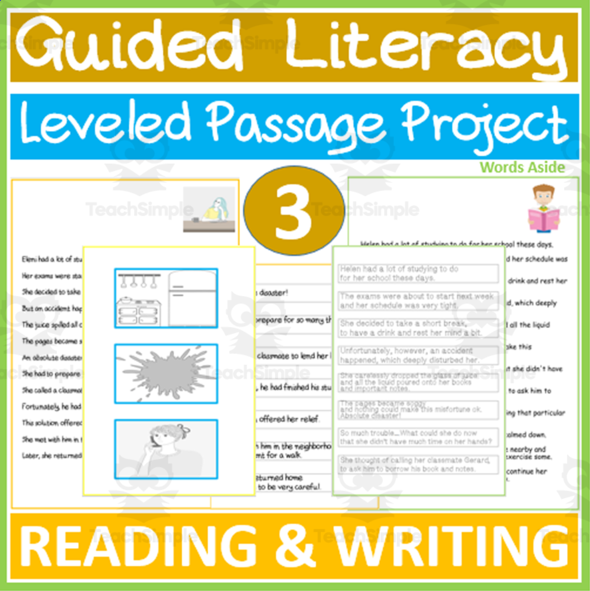 An educational teaching resource from WORDS ASIDE entitled Leveled Passage 3: Reading and Writing downloadable at Teach Simple.