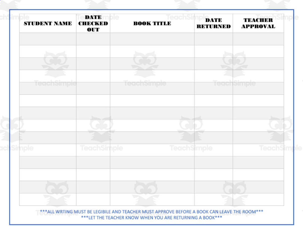 An educational teaching resource from DrDrew entitled Library Book Checkout | Data Tracking Sheet downloadable at Teach Simple.