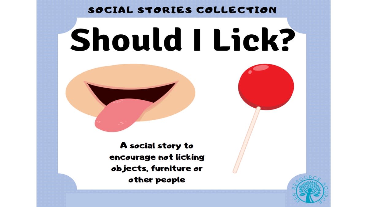 An educational teaching resource from SEN Resource Source entitled Licking Social Story downloadable at Teach Simple.