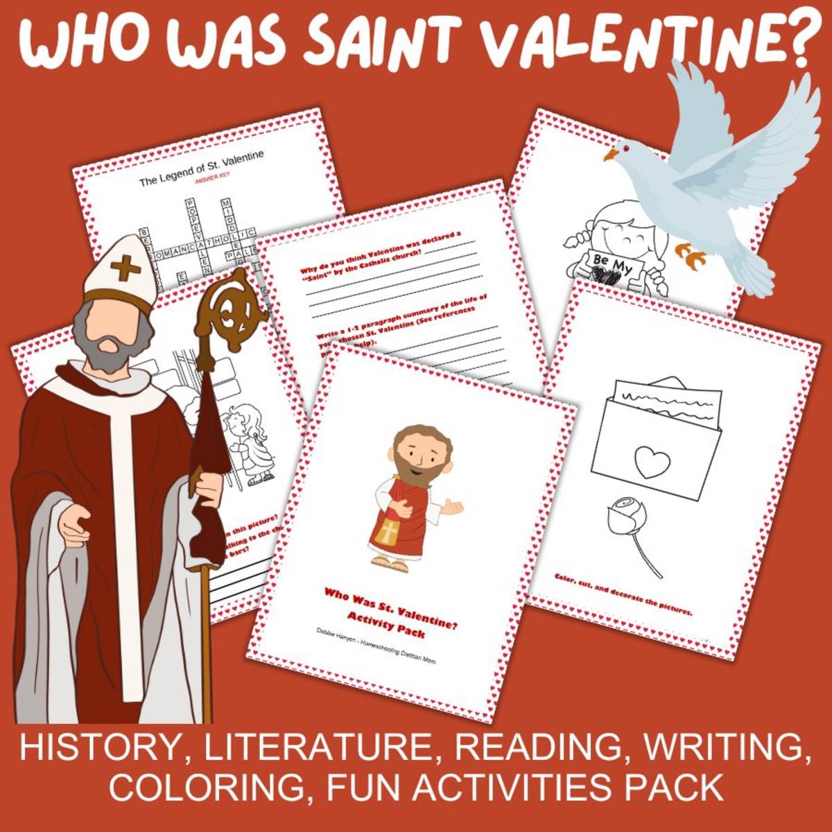 An educational teaching resource from Homeschooling Dietitian Mom entitled Life of St. Valentine - Reading, Writing, Research Activities Pack downloadable at Teach Simple.