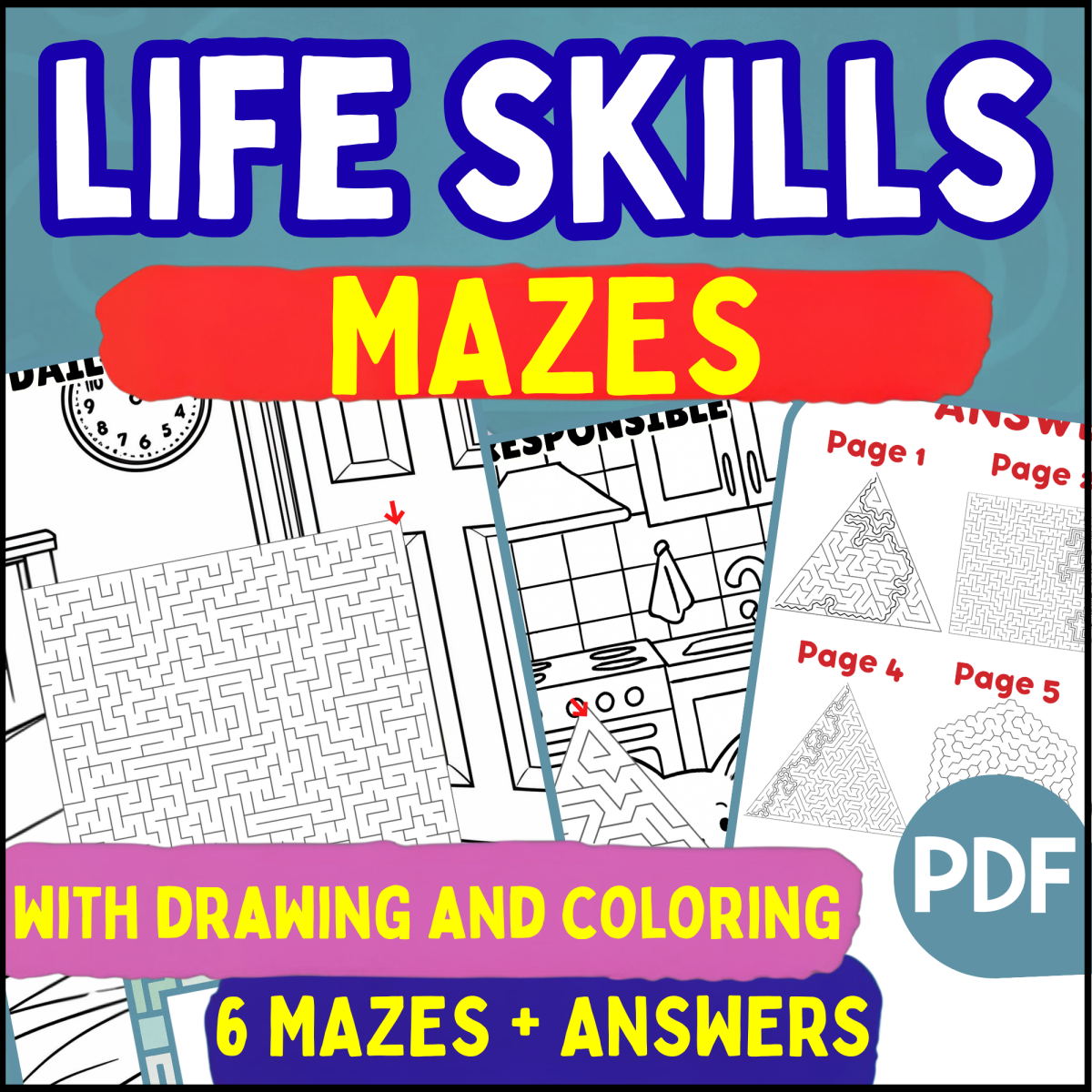 An educational teaching resource from Cored Education entitled Life Skills Mazes (PDF) downloadable at Teach Simple.