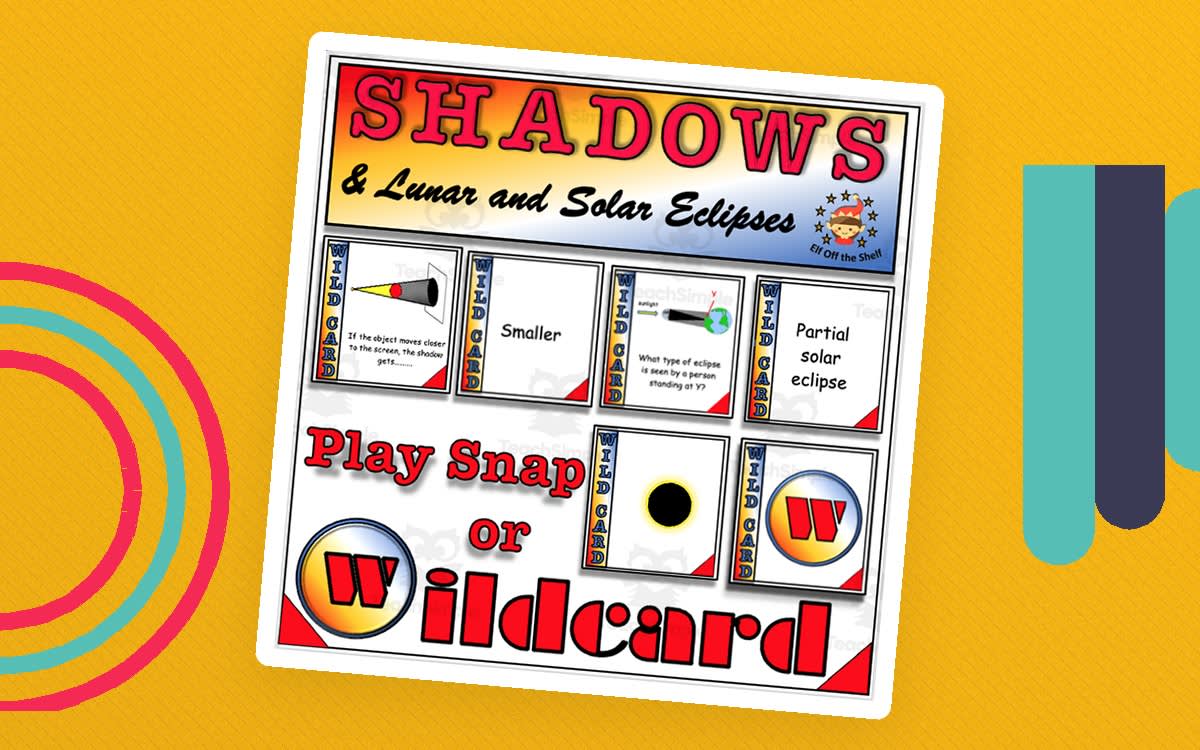 An educational teaching resource from Elf off the Shelf Resources entitled Light - Shadows and Lunar and Solar Eclipses Wildcard and Snap Card Games for Middle School downloadable at Teach Simple.