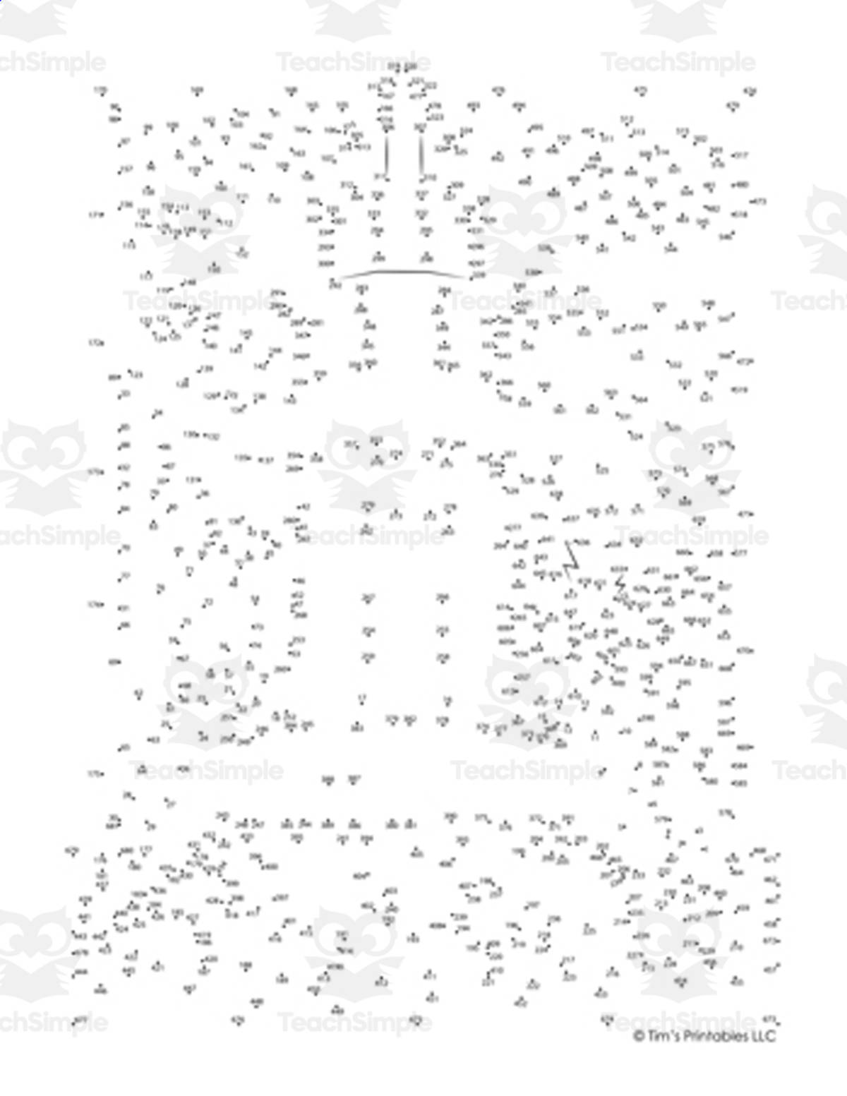An educational teaching resource from Tim's Printables entitled Lighthouse Extreme Difficulty Dot-to-Dot PDF downloadable at Teach Simple.