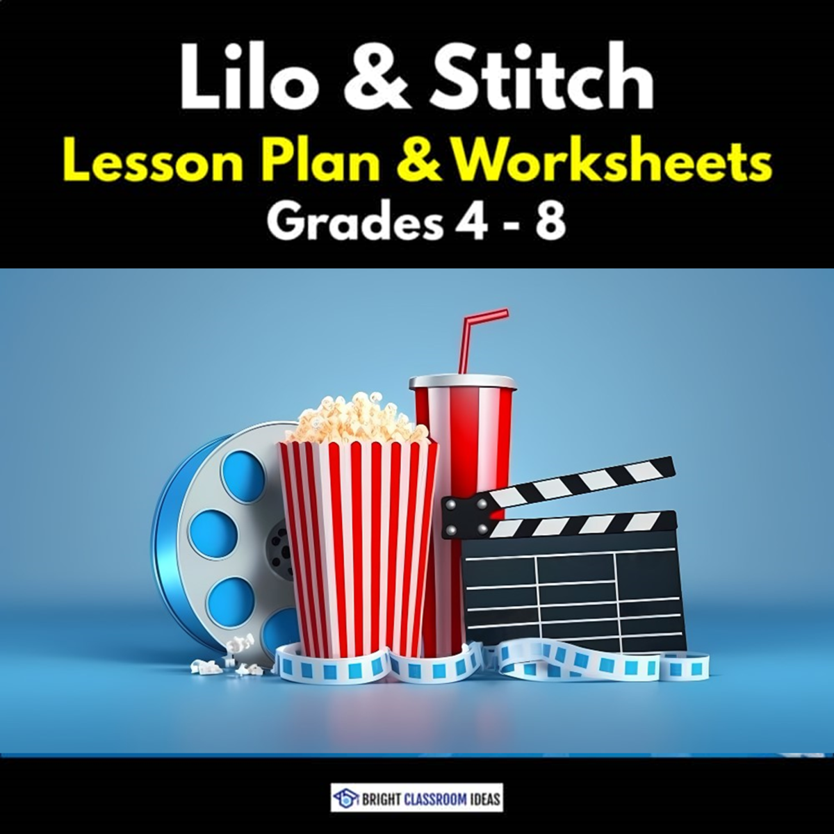An educational teaching resource from Bright Classroom Ideas Marketplace entitled Lilo & Stitch Lesson Plan & Worksheets | Grades 4 - 8 downloadable at Teach Simple.