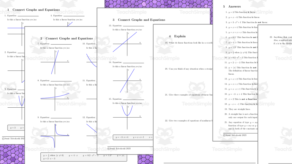 An educational teaching resource from TheBrightestKid entitled Linear Functions vs Nonlinear Functions downloadable at Teach Simple.