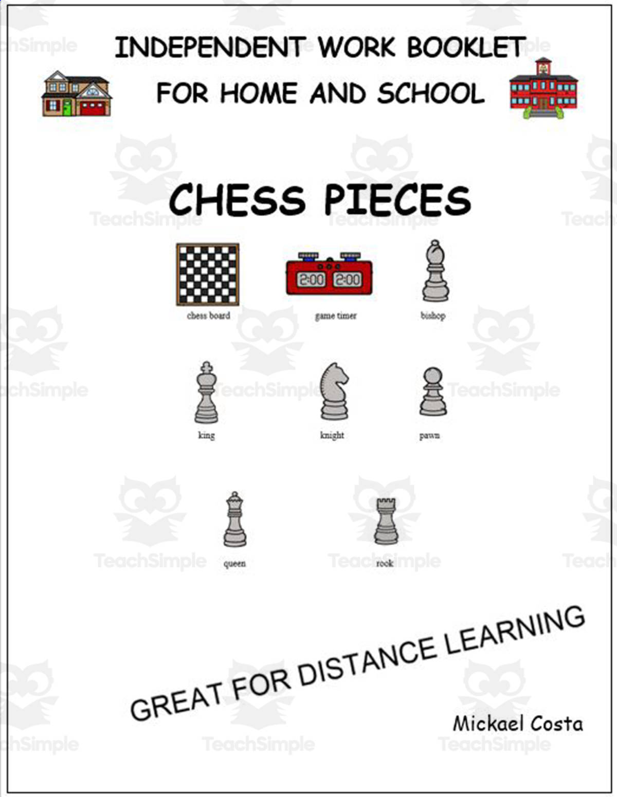 An educational teaching resource from Learn it ANY way entitled Literacy worksheets: Chess pieces downloadable at Teach Simple.
