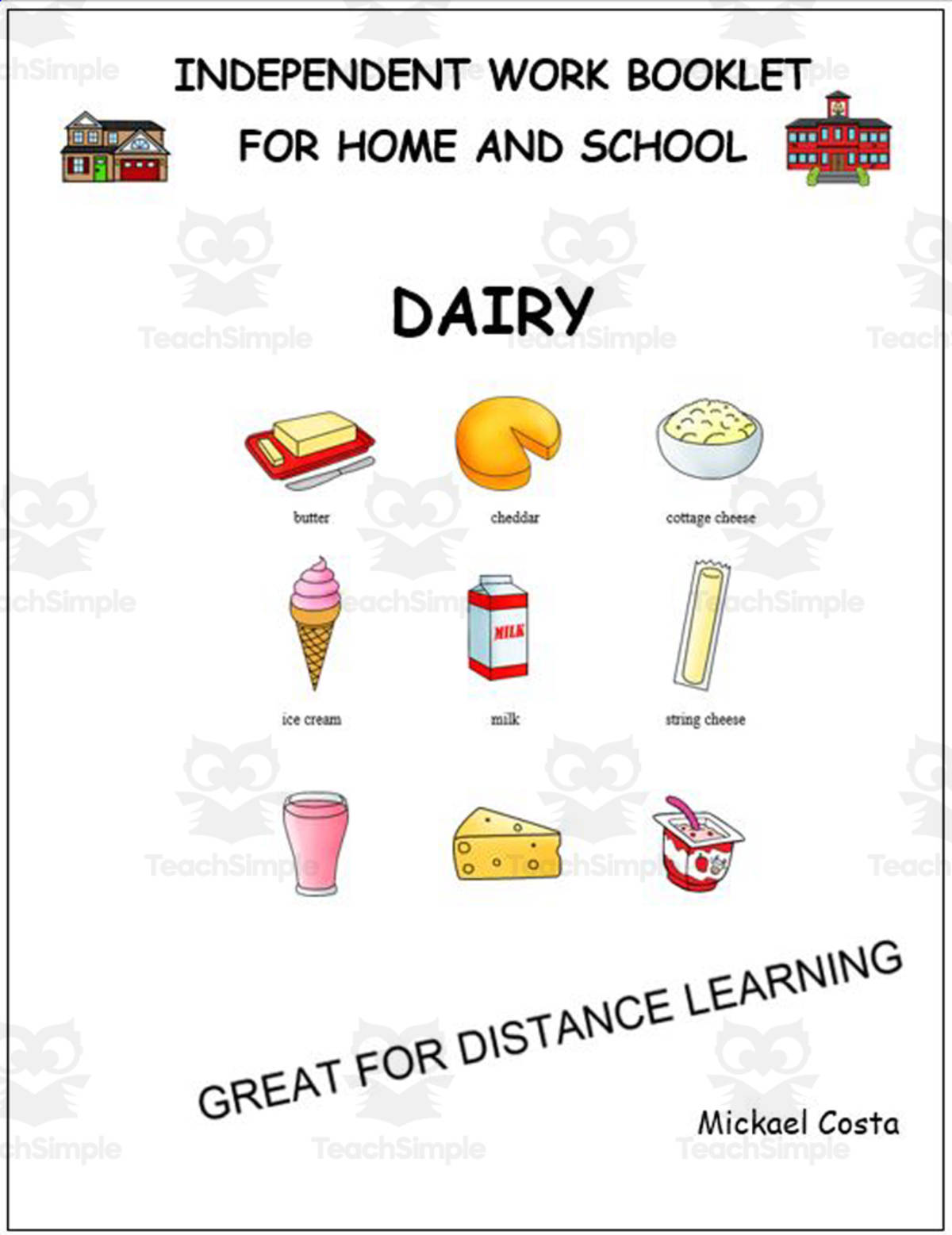 An educational teaching resource from Learn it ANY way entitled Literacy Worksheets: Dairy food downloadable at Teach Simple.