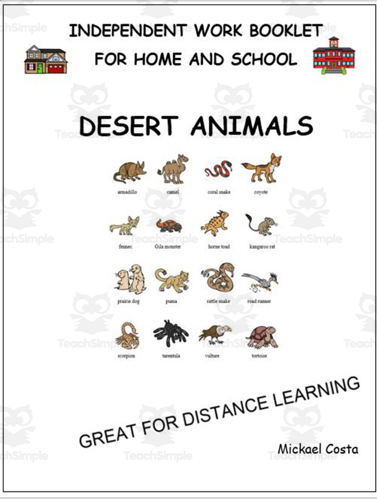 An educational teaching resource from Learn it ANY way entitled Literacy worksheets: Desert animals downloadable at Teach Simple.
