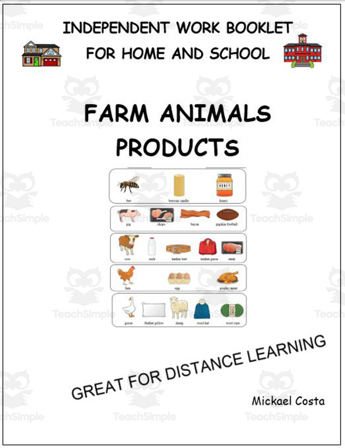 An educational teaching resource from Learn it ANY way entitled Literacy worksheets: Farm animal products downloadable at Teach Simple.
