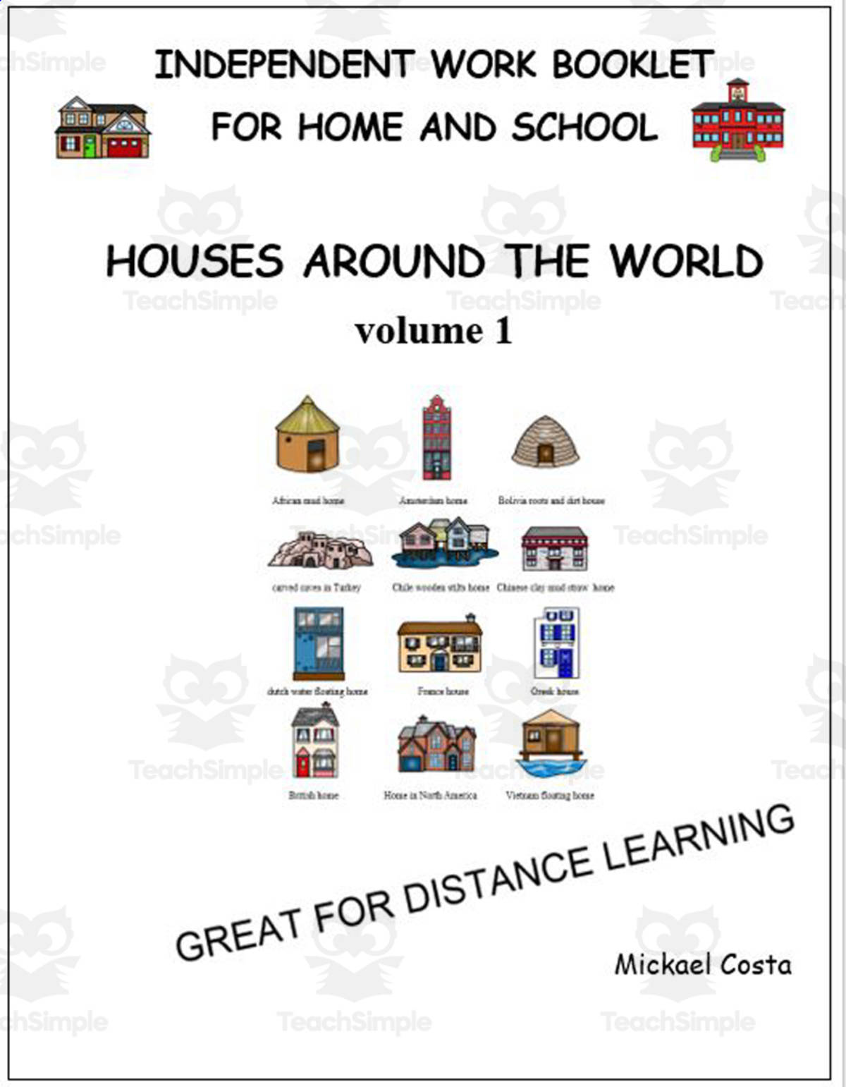 An educational teaching resource from Learn it ANY way entitled Literacy worksheets: Houses around the world, vol 1 downloadable at Teach Simple.