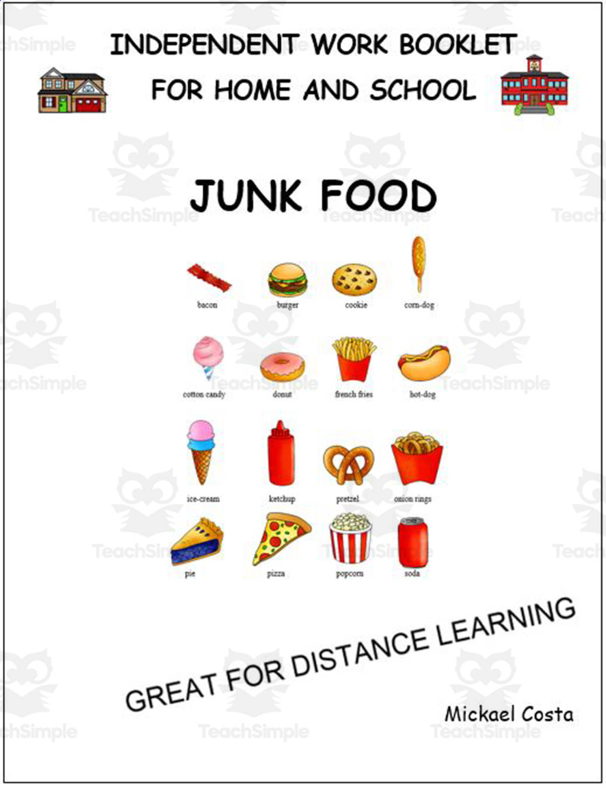 An educational teaching resource from Learn it ANY way entitled Literacy worksheets: junk food downloadable at Teach Simple.