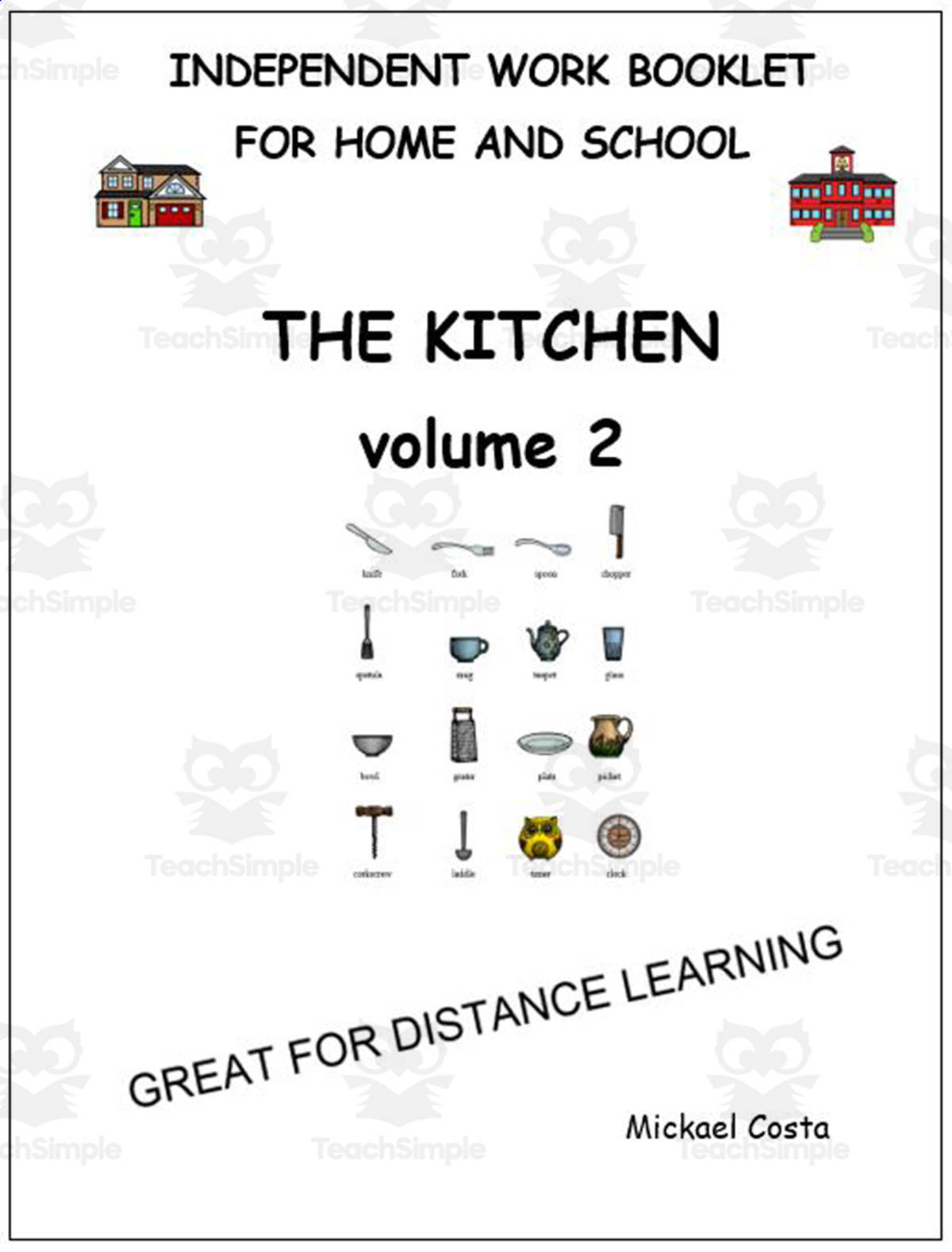 An educational teaching resource from Learn it ANY way entitled Literacy worksheets: Kitchen, volume 2 downloadable at Teach Simple.