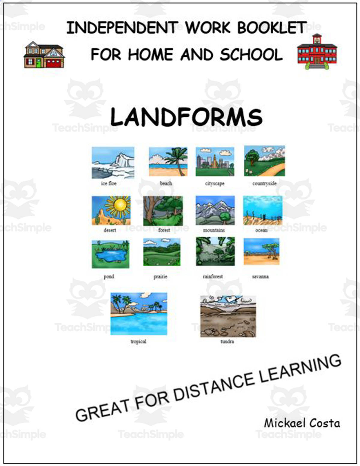 An educational teaching resource from Learn it ANY way entitled Literacy worksheets: Landforms downloadable at Teach Simple.