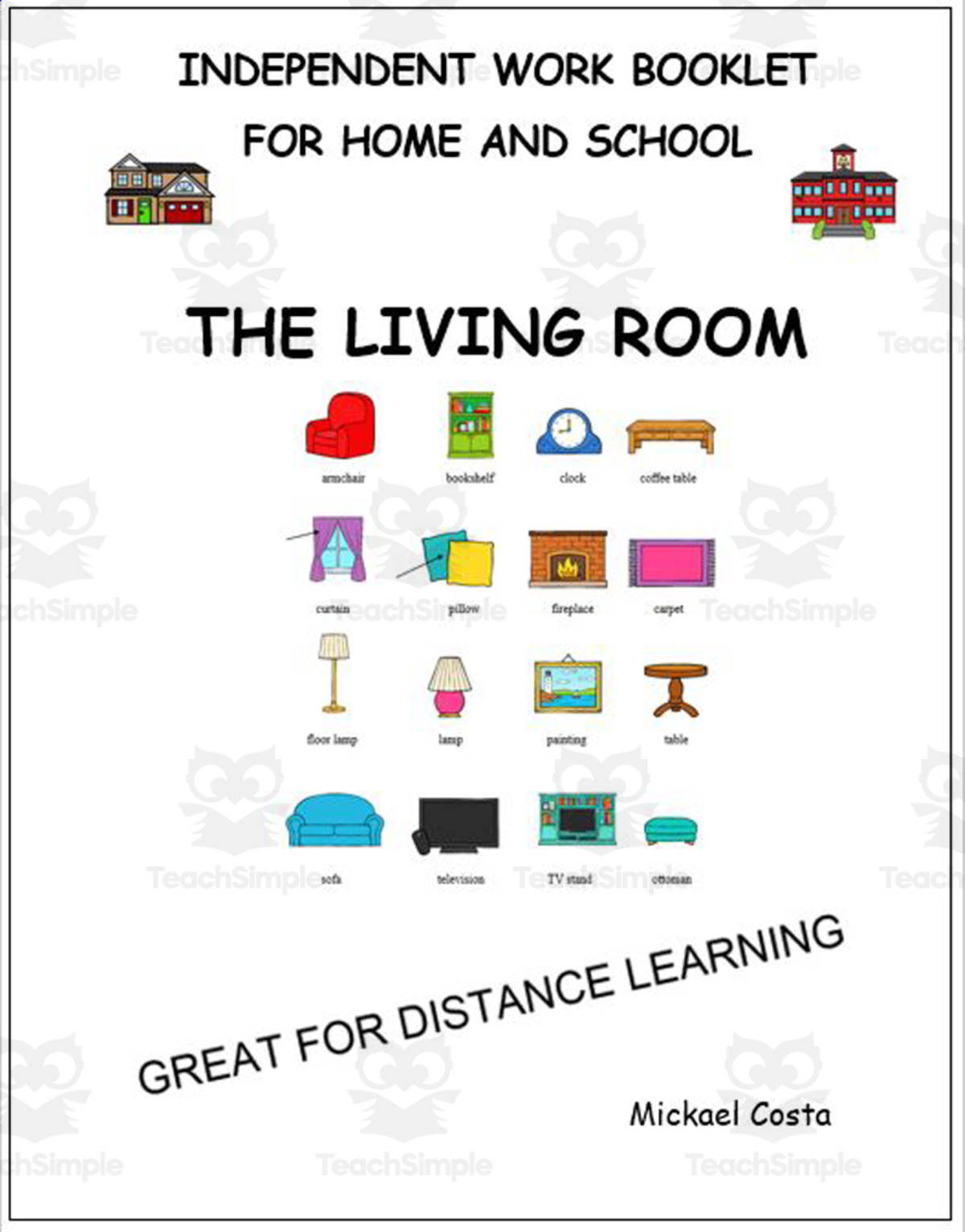 An educational teaching resource from Learn it ANY way entitled Literacy worksheets: Livingroom downloadable at Teach Simple.