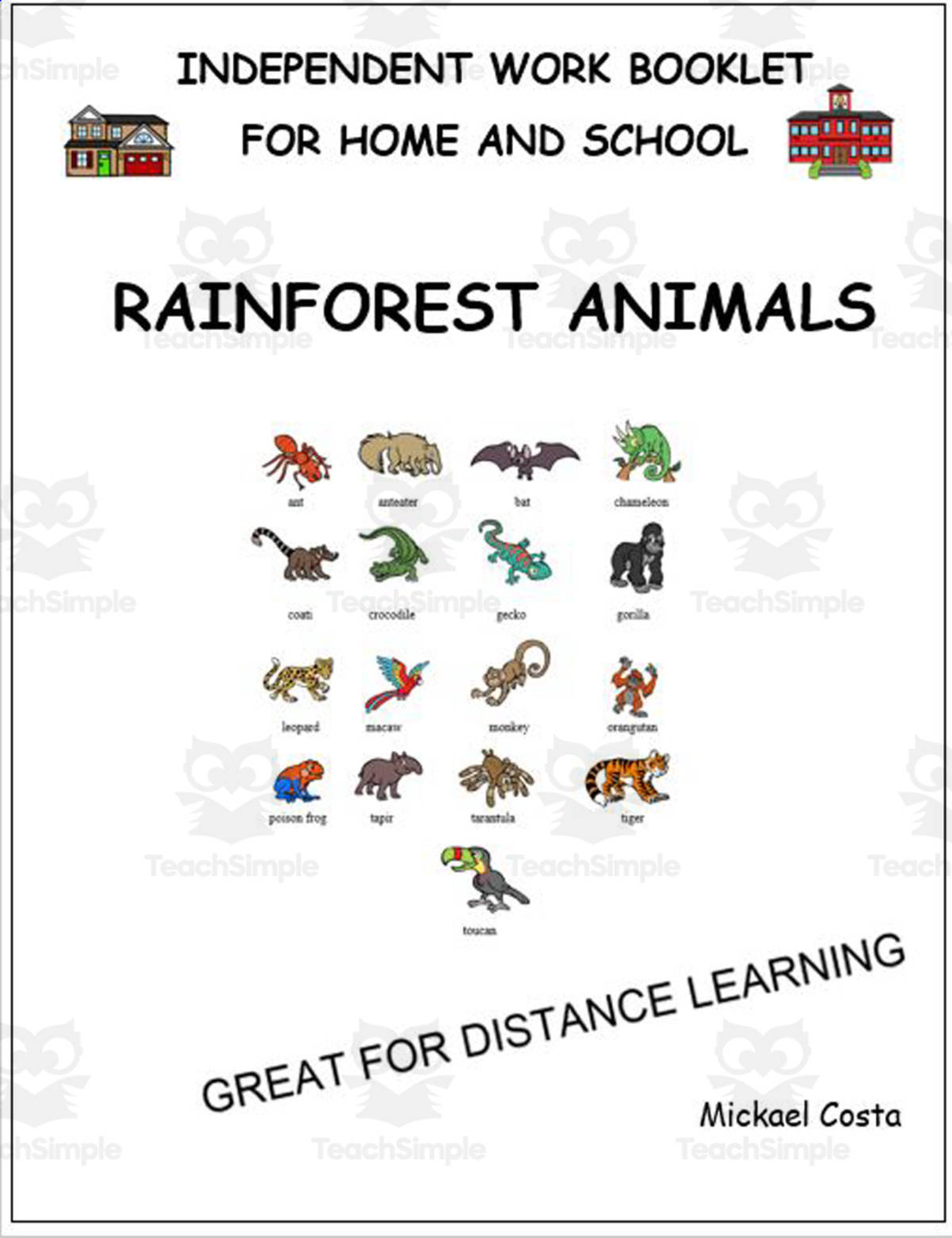 An educational teaching resource from Learn it ANY way entitled Literacy worksheets: Rainforest animals downloadable at Teach Simple.