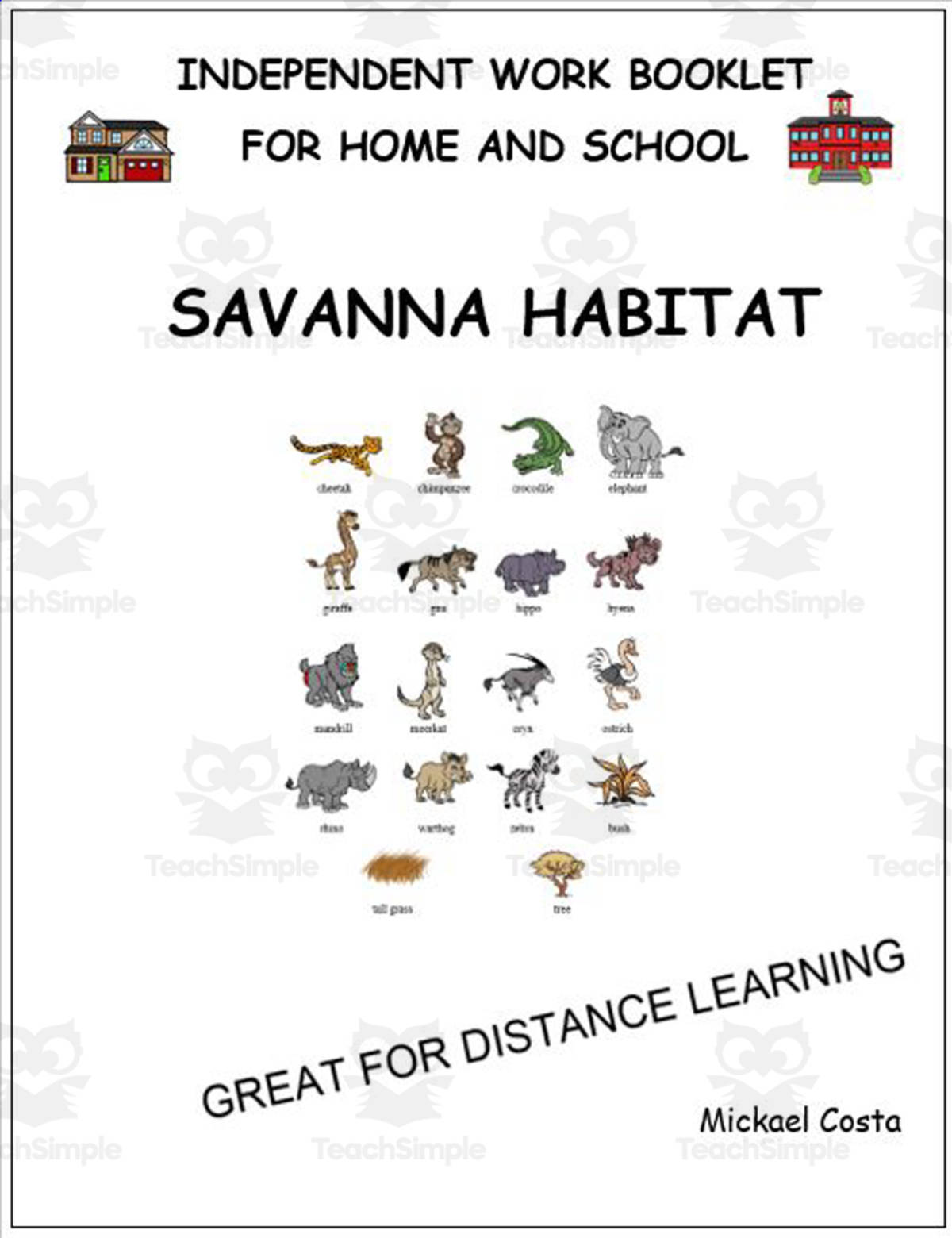 An educational teaching resource from Learn it ANY way entitled Literacy worksheets: Savanna habitat downloadable at Teach Simple.