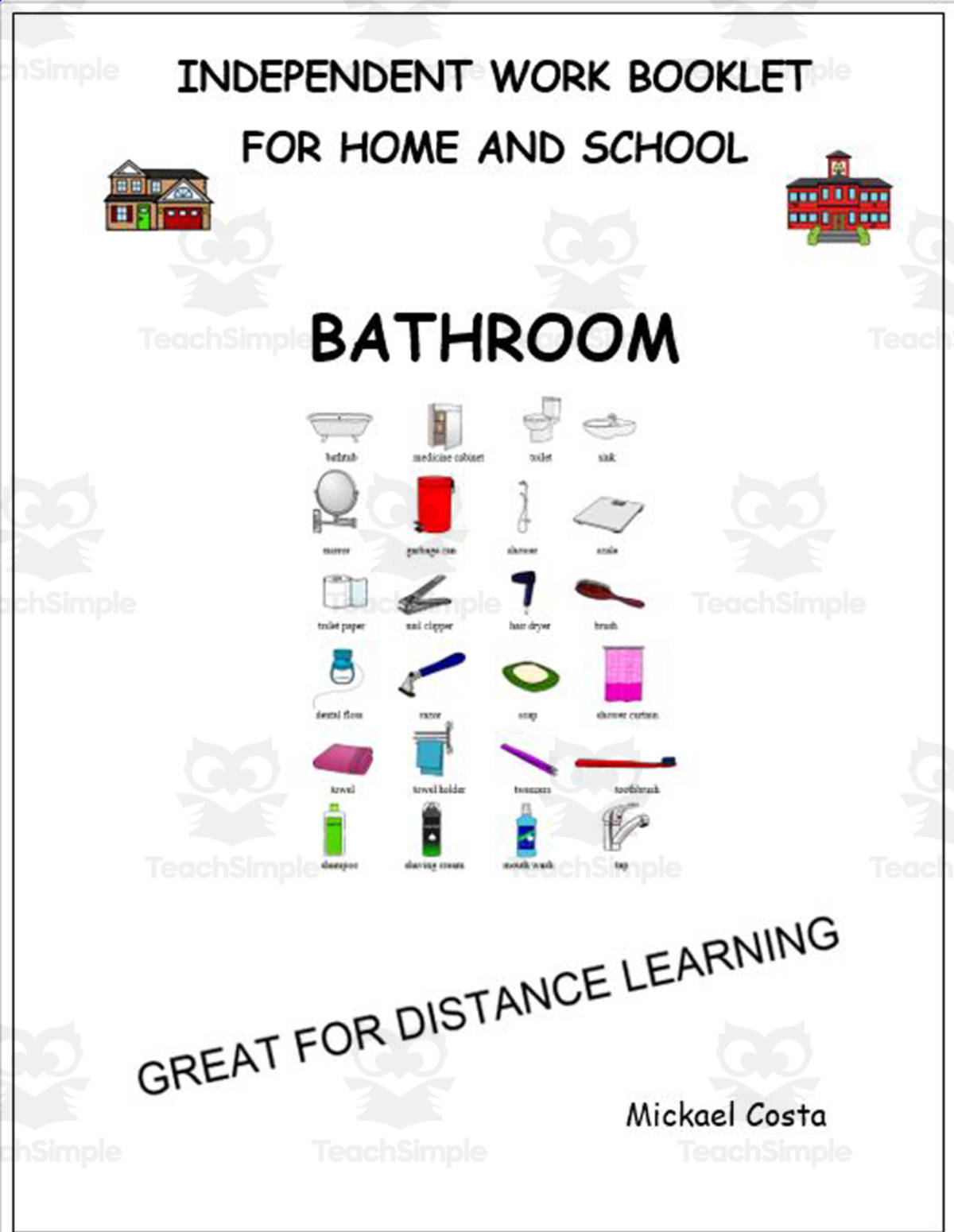 An educational teaching resource from Learn it ANY way entitled Literacy Worksheets: The bathroom vocabulary downloadable at Teach Simple.