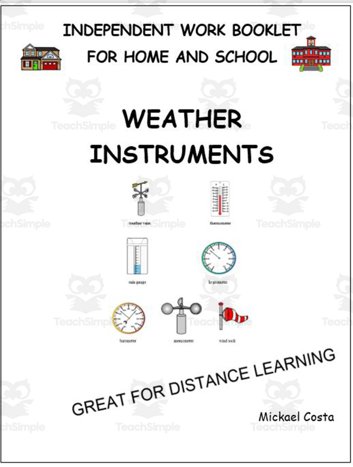 An educational teaching resource from Learn it ANY way entitled Literacy worksheets: Weather instruments downloadable at Teach Simple.