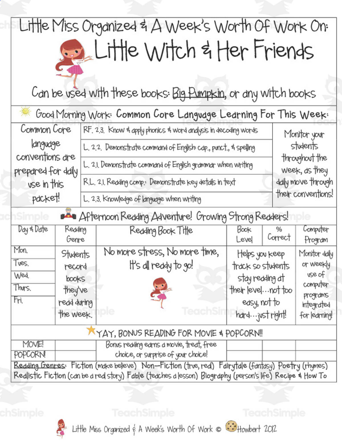 An educational teaching resource from Second Grade Smartypants entitled Little With & Her Friends | Reading Activity Packet downloadable at Teach Simple.