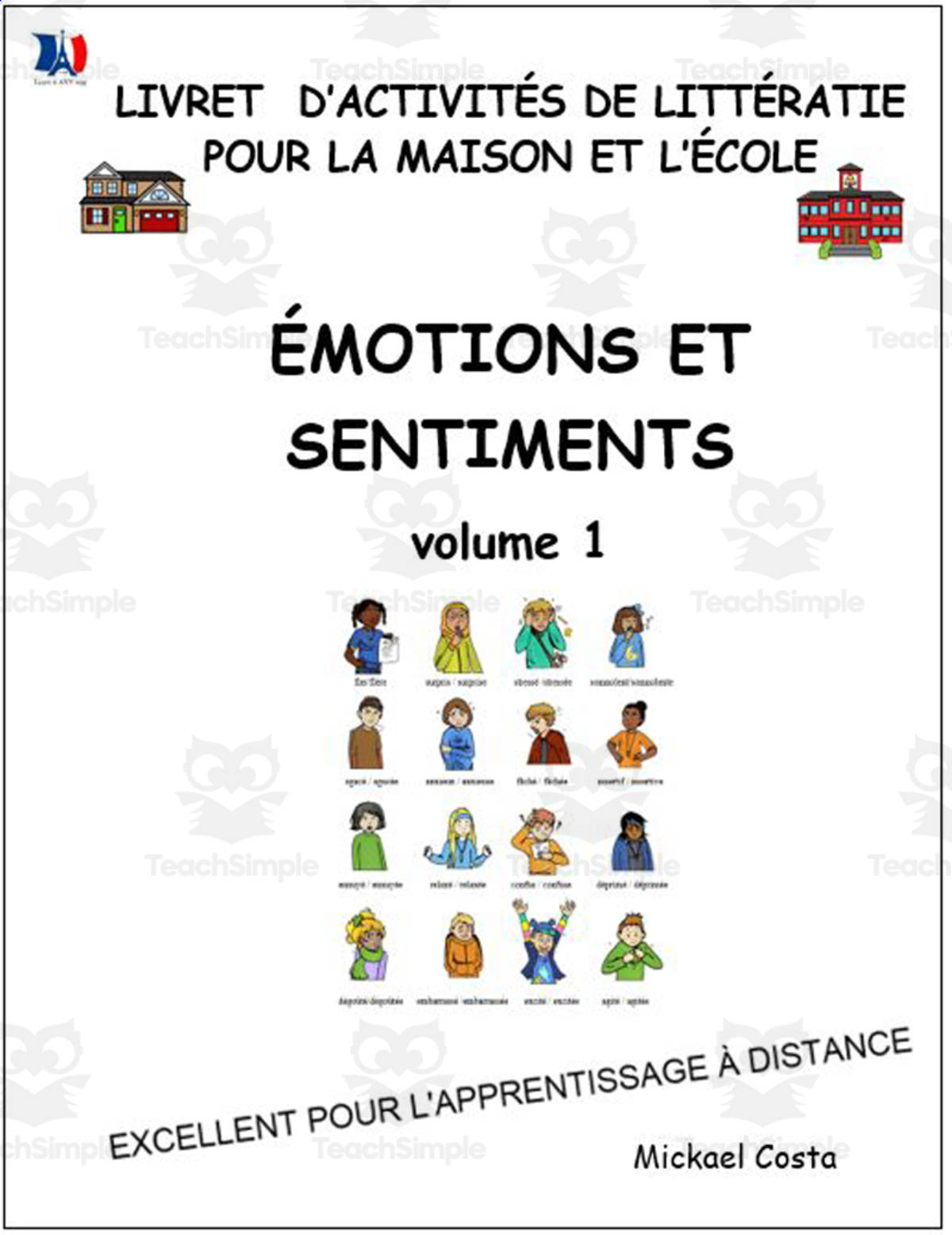 An educational teaching resource from Learn it ANY way entitled Livret d’activités de littératie et vocabulaire: émotions et sentiments volume 1 downloadable at Teach Simple.