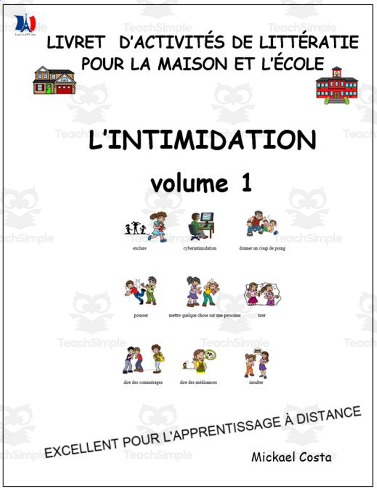 An educational teaching resource from Learn it ANY way entitled Livret d’activités de littératie et vocabulaire: Intimidation volume 1 downloadable at Teach Simple.