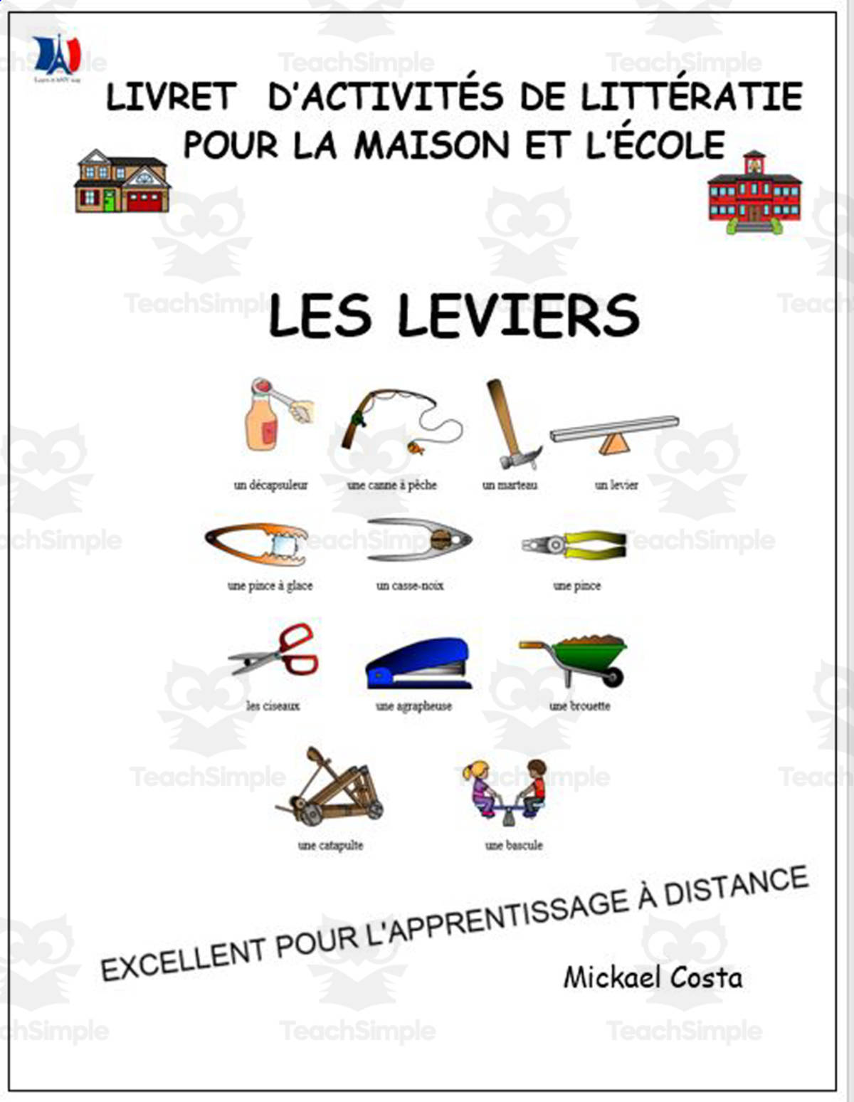 An educational teaching resource from Learn it ANY way entitled Livret d’activités de littératie et vocabulaire: les leviers downloadable at Teach Simple.