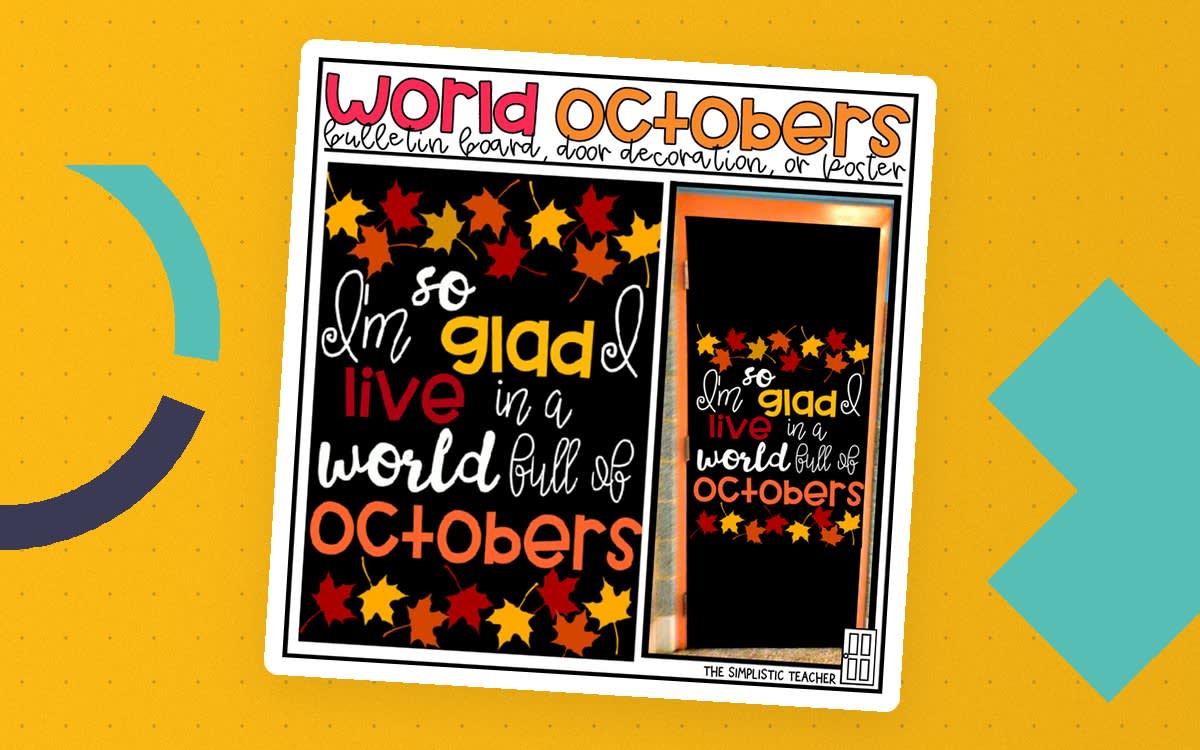 An educational teaching resource from The Simplistic Teacher entitled L.M. Montgomery's Quote/Fall Bulletin Board Kit, Door Decoration Set, or Poster downloadable at Teach Simple.