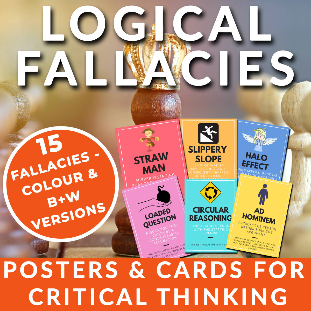 An educational teaching resource from The Laughing Linguist entitled Logical Fallacy Terms Posters & Learning Cards | Stylish Wall Art downloadable at Teach Simple.