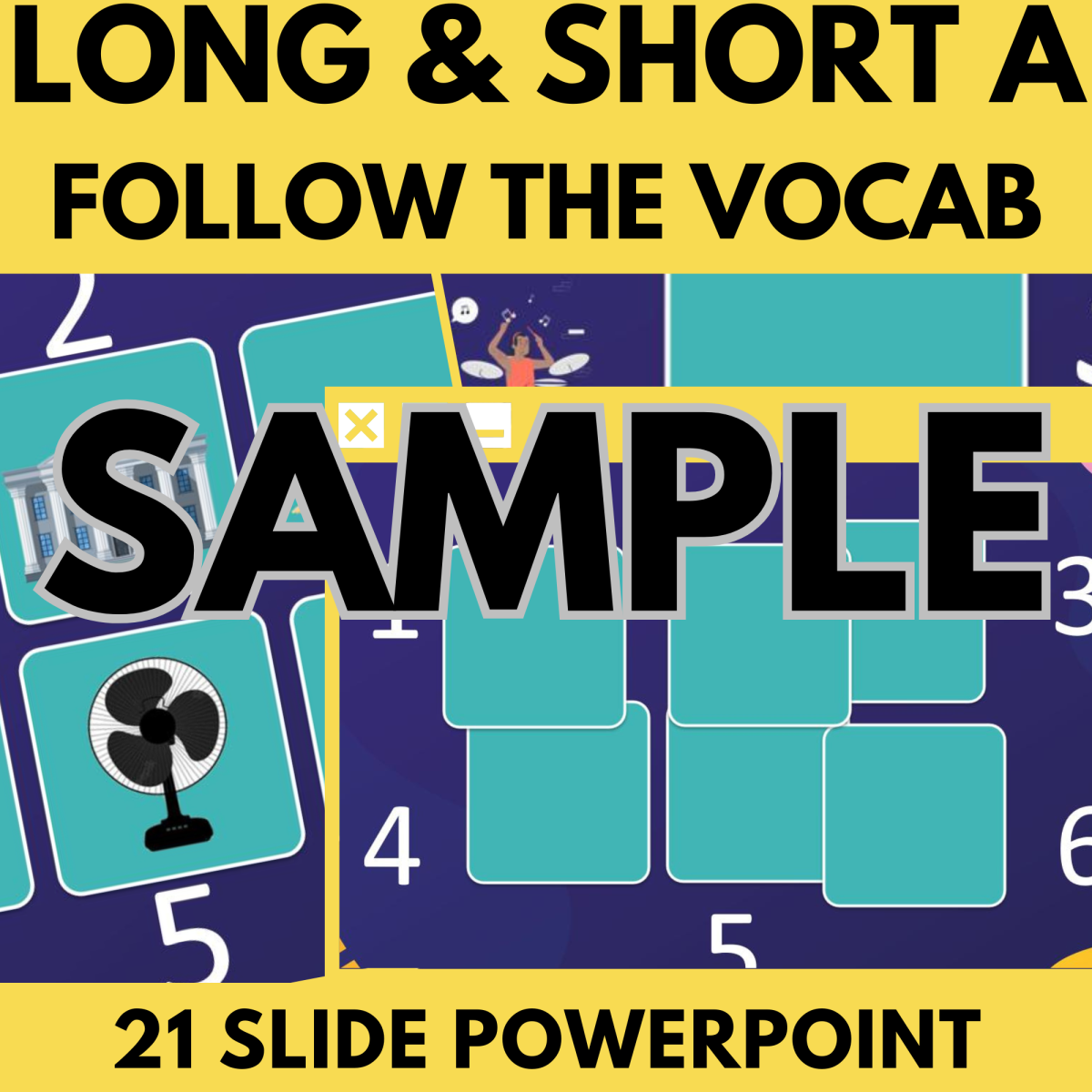 An educational teaching resource from Cored Education entitled Long & Short A: Sample Phonics Games & Activities - Follow the Vocab downloadable at Teach Simple.