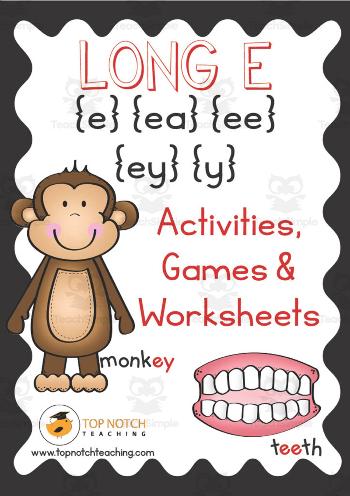 An educational teaching resource from Top Notch Teaching entitled Long E Activity Packet downloadable at Teach Simple.