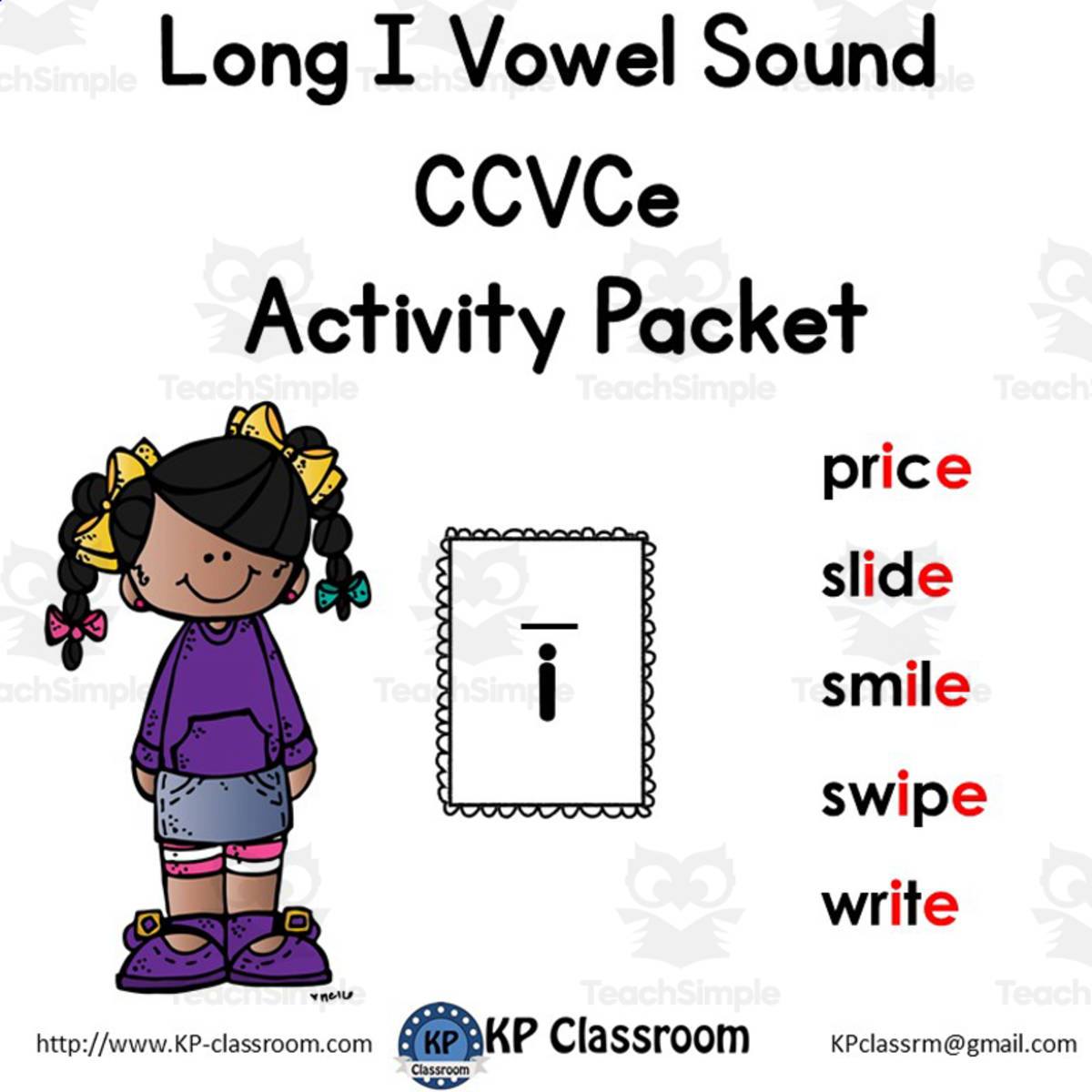 An educational teaching resource from KP Classroom entitled Long I CCVCe Vowel Sound Activity Packet and Worksheets downloadable at Teach Simple.