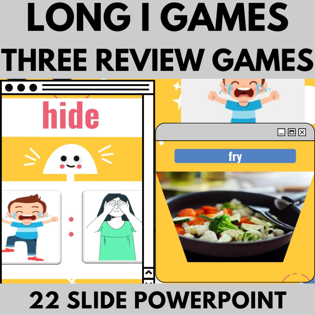 An educational teaching resource from Cored Education entitled Long I: Letters Phonics Games and Activities - Three Review Games downloadable at Teach Simple.